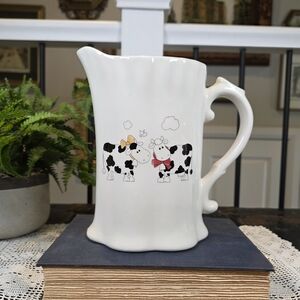 Red River Pottery Cow Pitcher | Vintage Canadian Farmhouse Kitsch Milk Jug